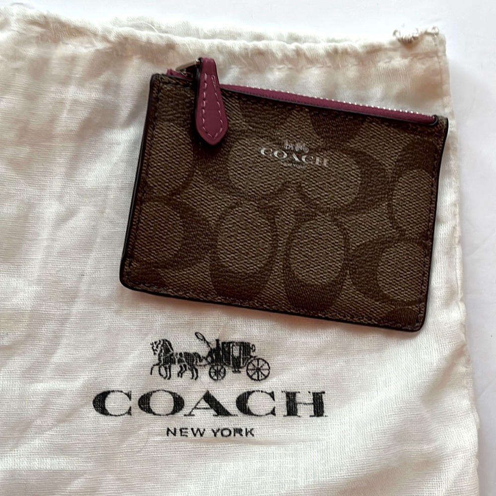 Coach Slim Id Signature Credit Card Wallet Nwot Gem
